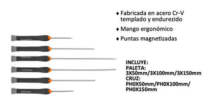 Set Kit Juego Destornillador Precision 6 Piezas / Harden