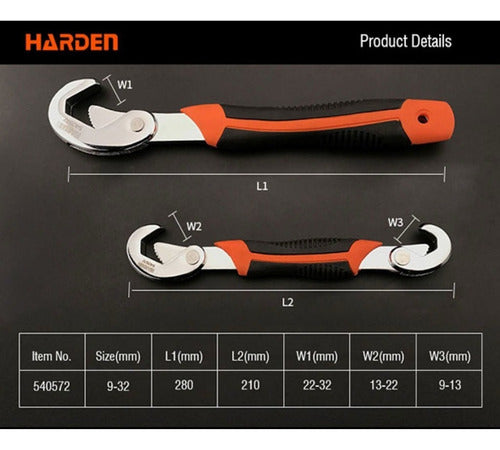 Llave Gasfiter Universal Set 2 De 9 A 32 Mm Harden + Guantes