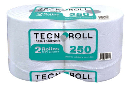 Toalla Papel Jumbo 250 Mt X 2 Rollos Tecnoroll Hoja Simple
