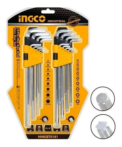 Set De Llaves Allen Y Torx 18 Piezas Ingco