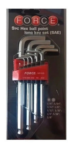 Juego Llaves Allen 1/16 -3/8, Bola/larga (5093lbs) Force