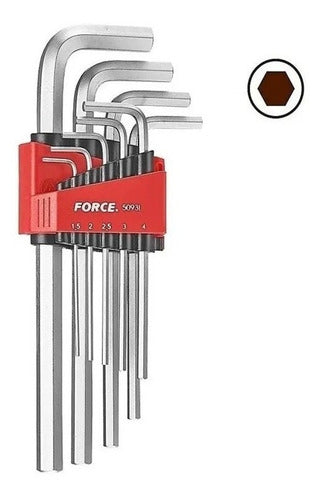 Juego De Llaves Allen 1.5-10 Mm. Largas 9 Pzas. Force(5093l)