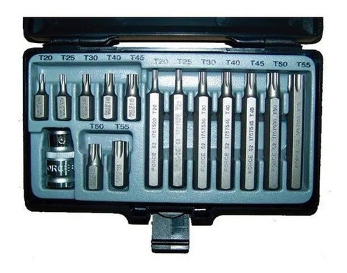Juego De Puntas Torx T20 -t55 Cortas-largas Force 4156 15pzs