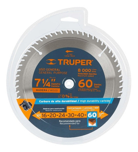 Sierra Circular Truper P/madera 7.1/4 X 60 Dts.