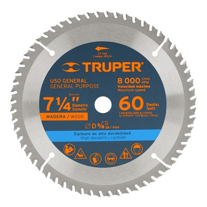 Sierra Circular Truper P/madera 7.1/4 X 60 Dts.