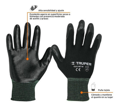 Guantes Nylon Con Nitrilo Truper Recubierto Grande # Gu-123