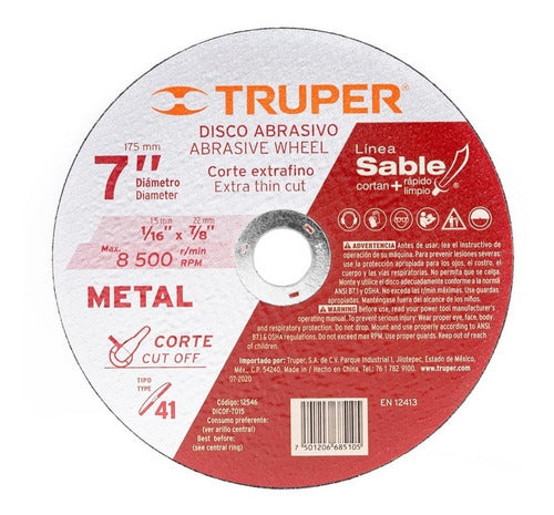 Disco Corte Metal Truper 7 Pulgadas Paquete 10 Piezas