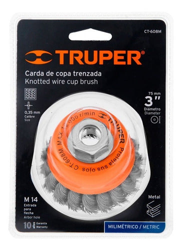 Escobilla Truper Copa Para Esmeril Trenzado Fina 14 Mm