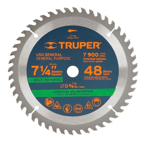Sierra Circular Truper Carburo Tungst. 7.1/4 X48 Dts
