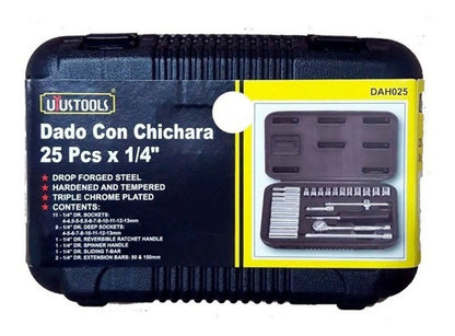 Juego Dados Con Chicharra Herramienta Mecánico 25 Piezas 1/4