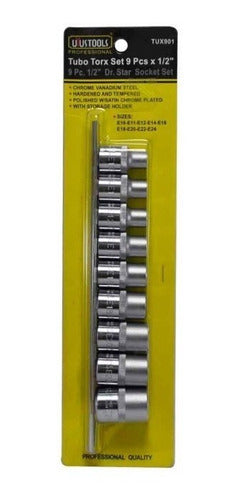 Juego Dado Tubo Torx Set 9pcs X 1/2¨ E10 - E24