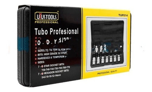 Juego De Dados Profesional 14 Pcs X 1/2¨ Estrella/hexagonal