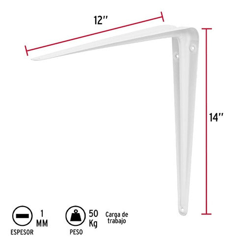 Escuadra Para Repisa 12 X 14 Pulgadas Me-14b Truper