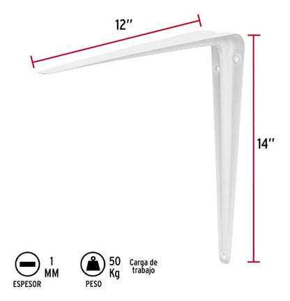 Escuadra Para Repisa 12 X 14 Pulgadas Me-14b Truper