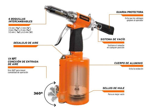 Remachadora Truper Neumatica 1/4