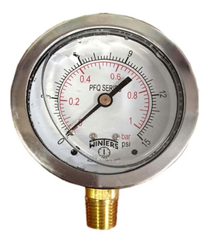 Manometro Winters # Pfq806 1/4  Npt C/glic.inf 0/200 Psi/bar