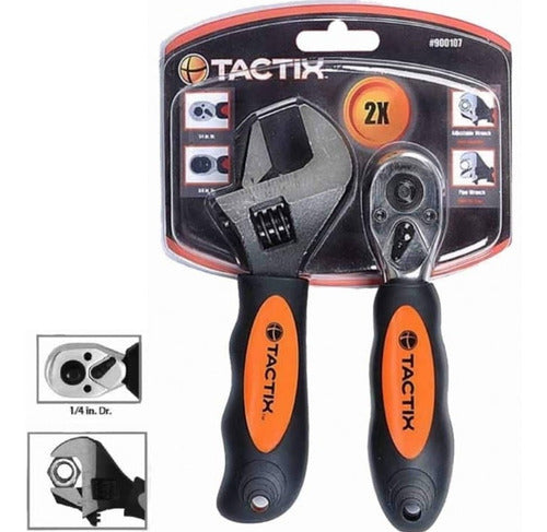 Llave Francesa Y Chicharra Tactix Jgo 2 Piezas