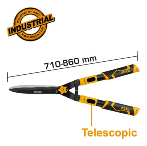 Tijera Cortasetos Hoja Teflón Mango Extensible 710-860 Cm