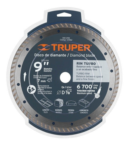 Disco Cortar Truper Diamantado Turbo 9 Pulgadas