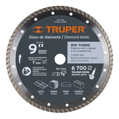 Disco Cortar Truper Diamantado Turbo 9 Pulgadas