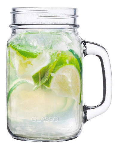 Set 4 Vasos Jarras Mason Jar Glasso 450ml Mojito Aperitivos