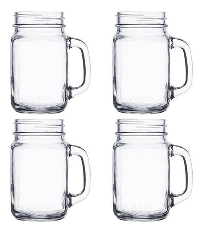 Set 4 Vasos Jarras Mason Jar Glasso 450ml Mojito Aperitivos