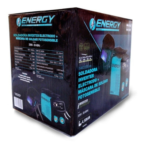 Kit Soldadora Inverte Arco 140amp + Mascara Soldar Energy