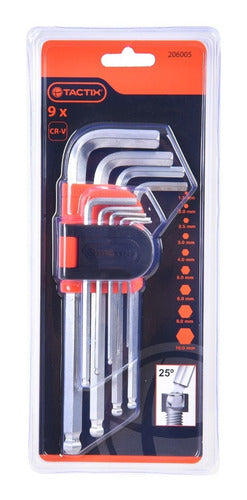 Juego Llaves Allen 9 Piezas Punta Bola 1,5 - 10 Mm Tactix