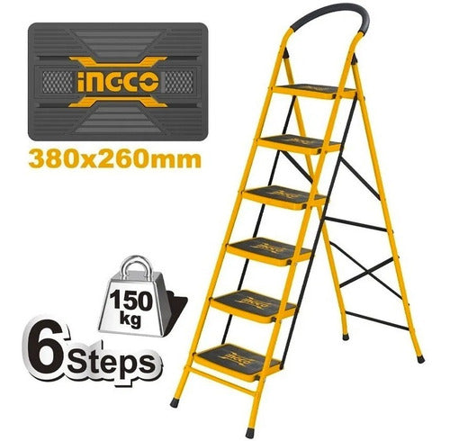 Escalera 6 Peldaños Acero Tubular Alta Resistencia Ingco