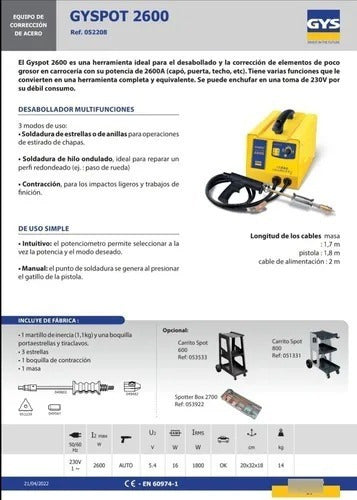 Desabollador Multifunciones Gyspot 2600a Disparo Automatico