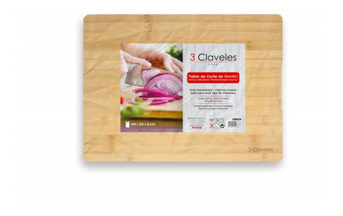 Tabla De Corte De Bambu Cocina 40 X 30cm 3 Claveles