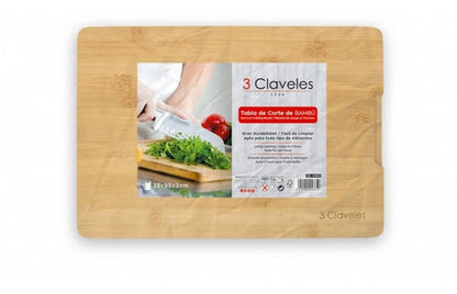 Tabla De Corte De Bambu Cocina 33 X 23cm 3 Claveles