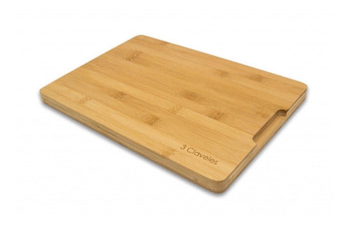 Tabla De Corte De Bambu Cocina 33 X 23cm 3 Claveles