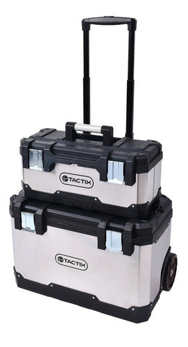 Caja Herramienta Baul 2 En 1 Ruedas Acero Inox Tactix