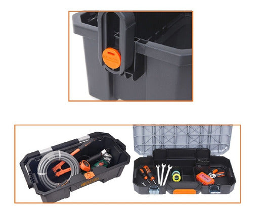 Caja Herramientas Reforzada Metalica 2 En 1   Tactix