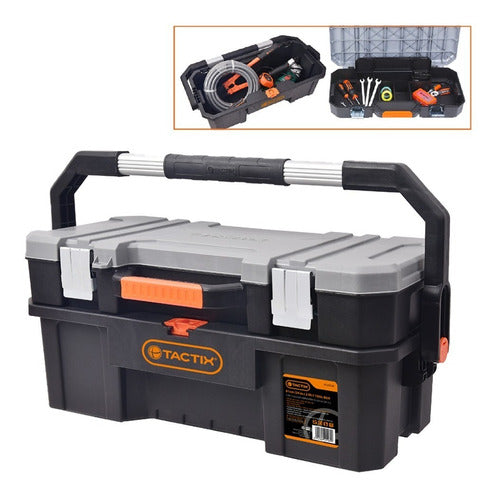 Caja Herramientas Reforzada Metalica 2 En 1   Tactix