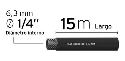 Manguera Para Compresor De Aire 1/4'' 15mts 300 Psi Truper