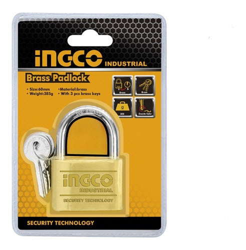 Candado Seguridad Bronce 20mm 3 Llaves Ingco Dbpl0202