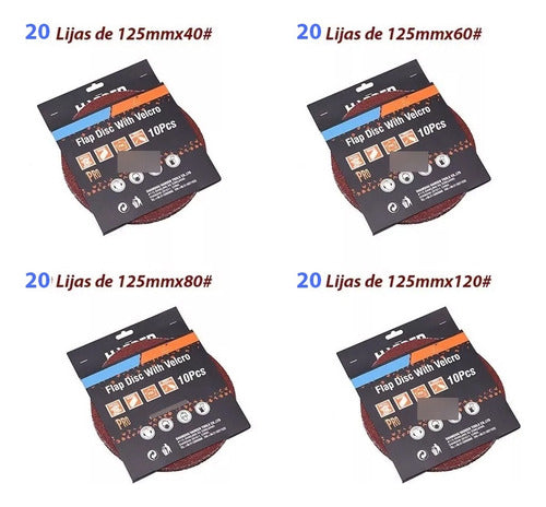 Disco Base Velcro 5´´ + 40 Lijas #40-60-80-120 Harden