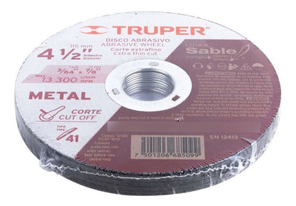 Disco Cortar Truper Corte Metal 4.1/2  Caja 10 Piezas
