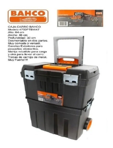 Caja Porta Herramientas Plastica Con Ruedas Bahco 47x29x63