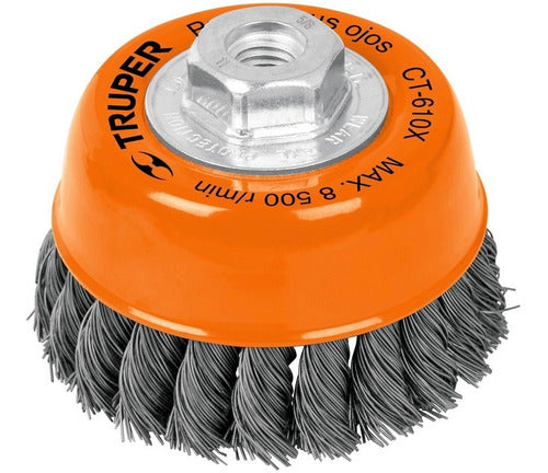 Escobilla Truper Copa Para Esmeril Trensa Gruesa 14 Mm