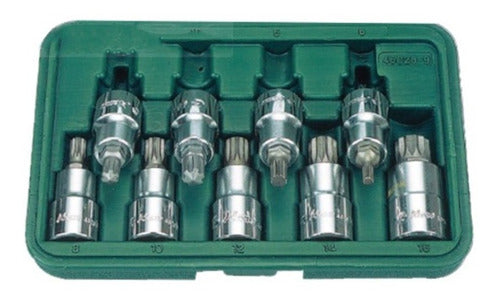 Llave Dado Hans 1/2  Dr Punta Spline Jgo. 9 Pzs.