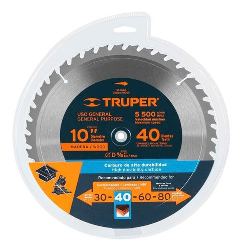Sierra Circular Truper P/madera 10 X 40 Dts.