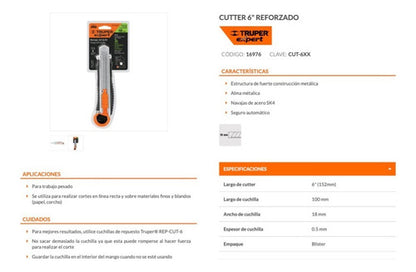 Cuchillo Cartonero Truper Trabajo Pesado Con 6 Hojas Cut-6xx