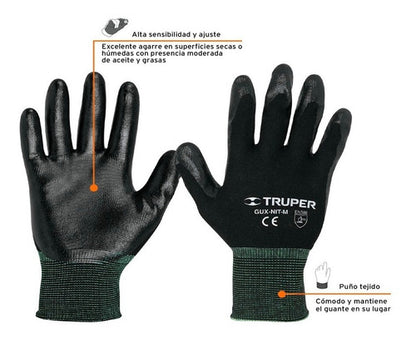 Guante Nylon Truper  Recubierto C Nitrilo Peq. # Gu-121