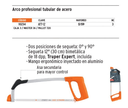 Arco Sierra Truper Tubular Profesional 12 Pulgadas Att-12