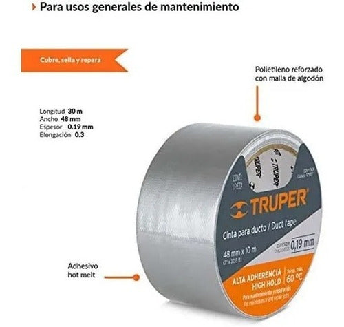 Cinta Para Ductos 48mmx10mtcdu-10x Truper