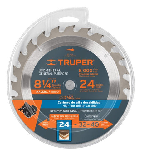 Sierra Circular Truper P/madera 8.1/4 X24 Dts.