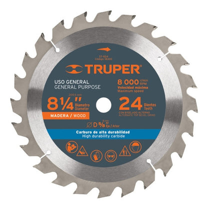 Sierra Circular Truper P/madera 8.1/4 X24 Dts.